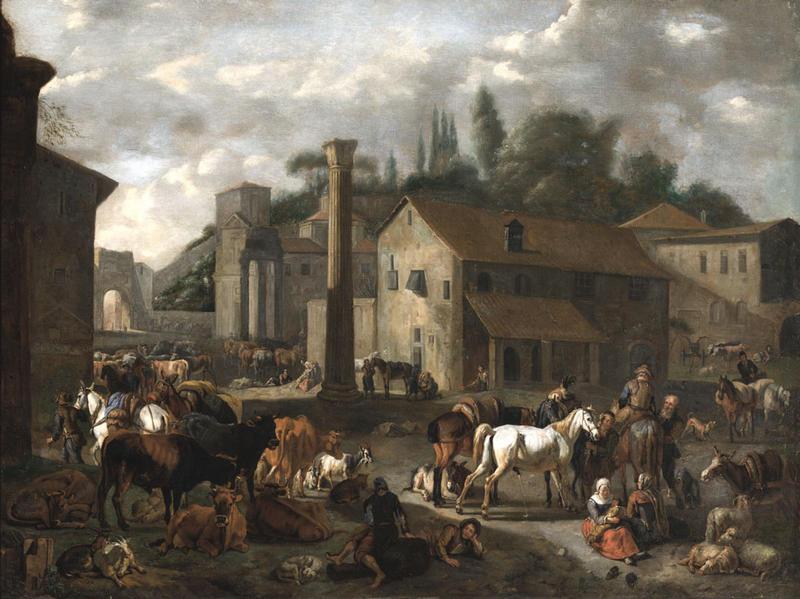 Peter van Bloemen Livestock Market France oil painting art